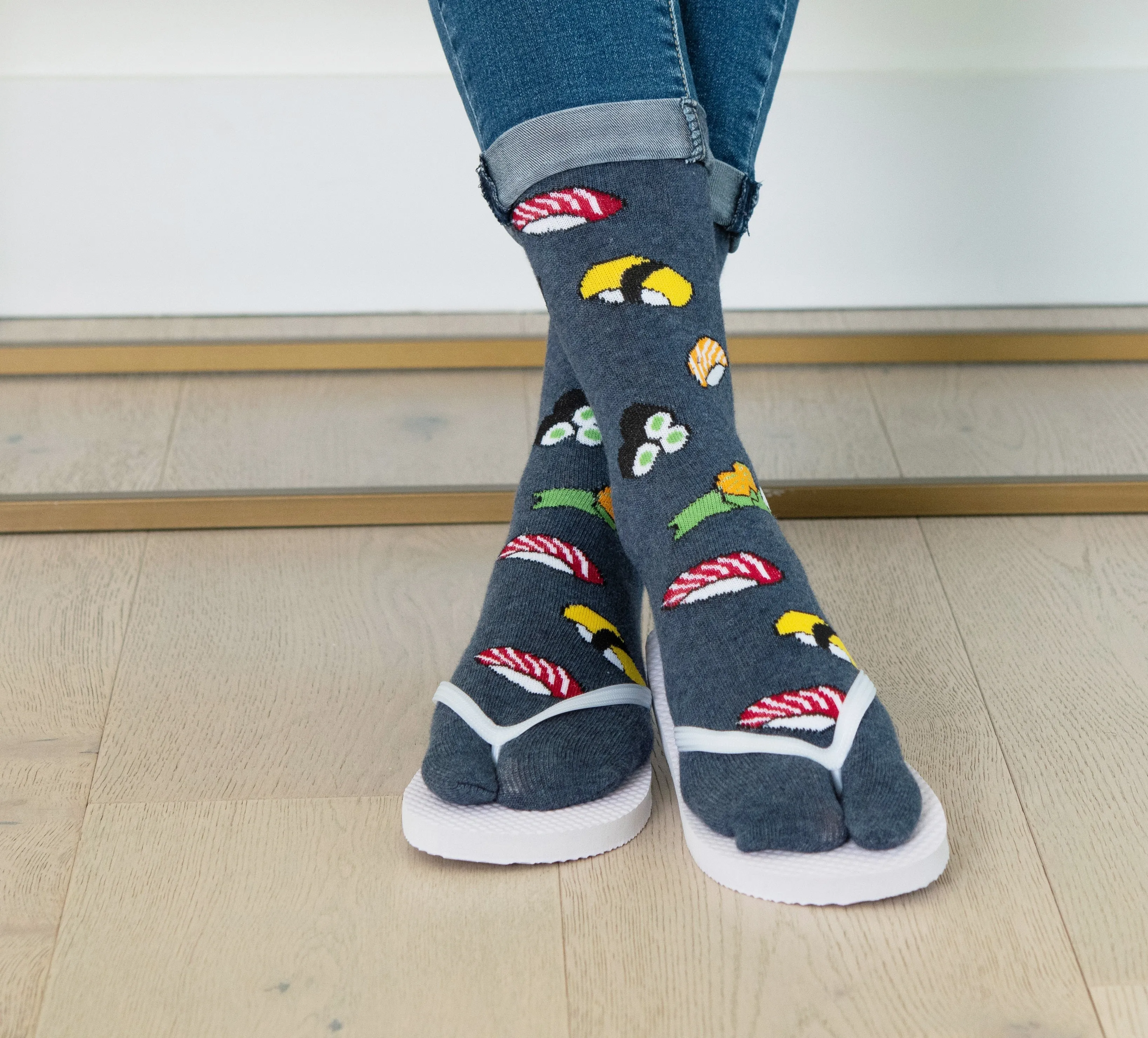 3 Pairs - V-Toe Split Toe Socks Big Toe Tabi Black Ninja, Pink Ninja and Sushi Crew by V-Toe Socks, Inc