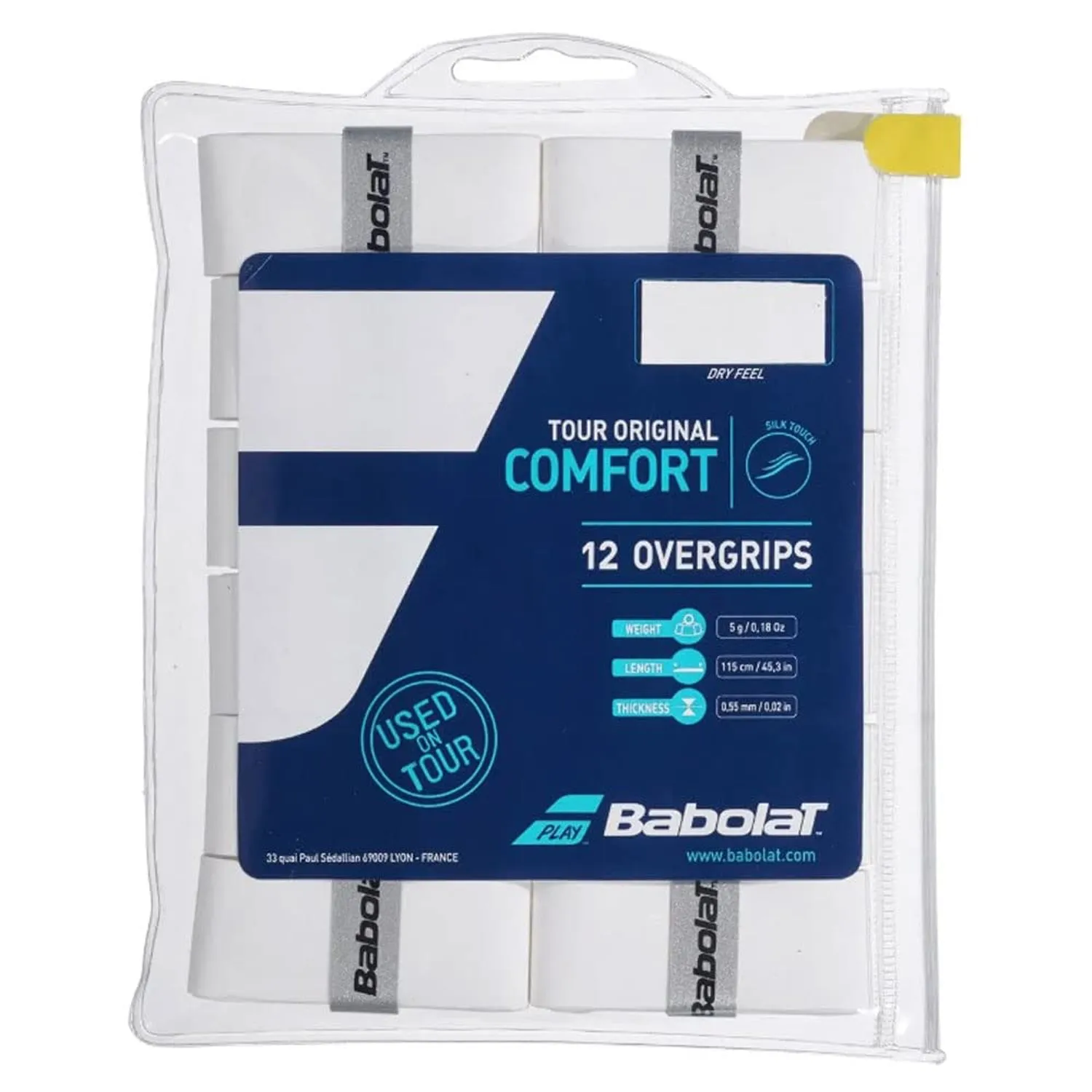 Babolat 654012-101 Tour Original X12 Tennis Grip Pack of 12 -White