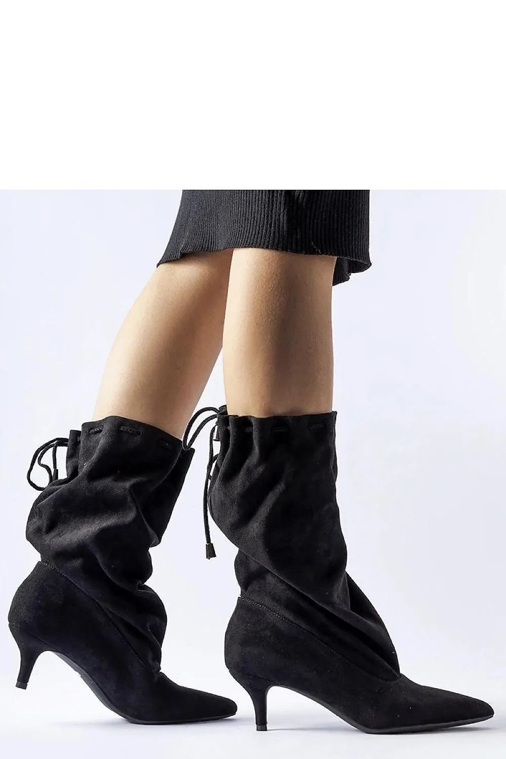 Beige slip-on low heel boots