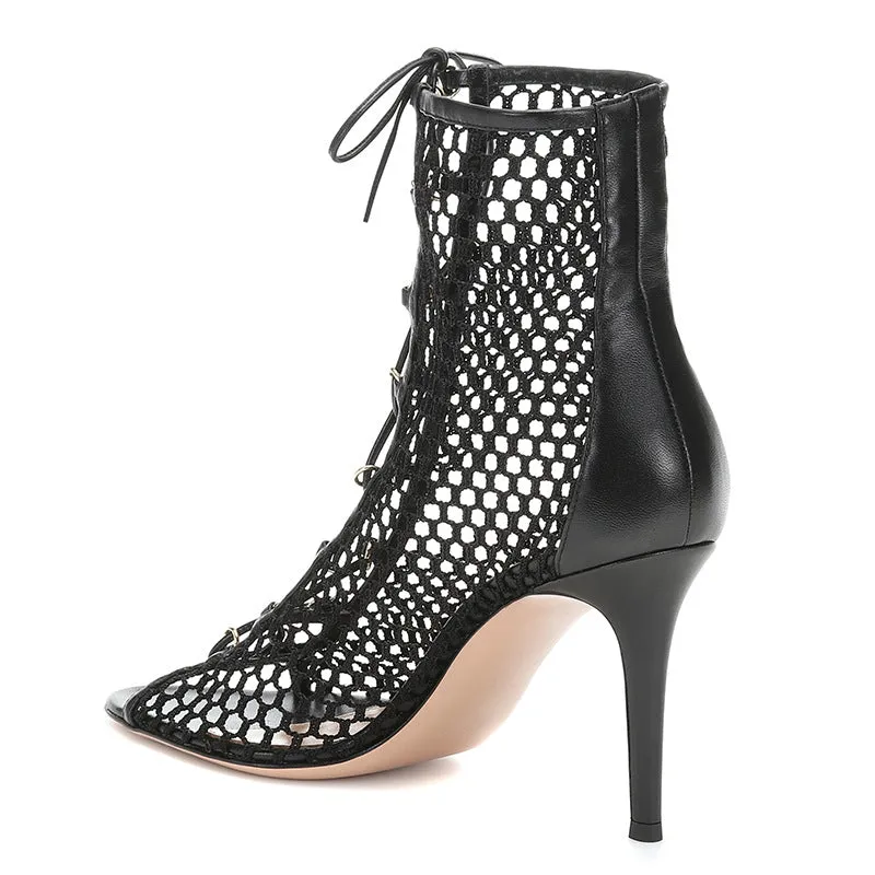 Ladies' Breathable Mesh Strappy High Heel Sandal Boots