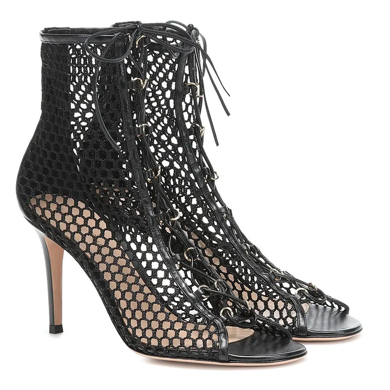 Ladies' Breathable Mesh Strappy High Heel Sandal Boots