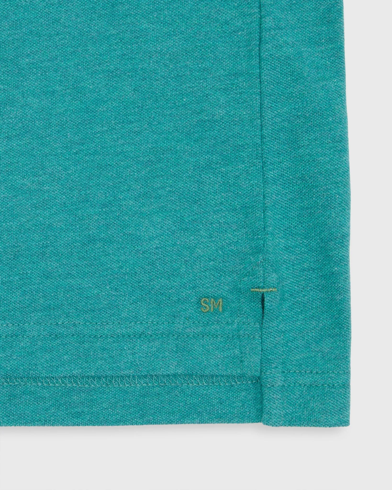 Long-Sleeved Polo in Heathered Green Pima Pique