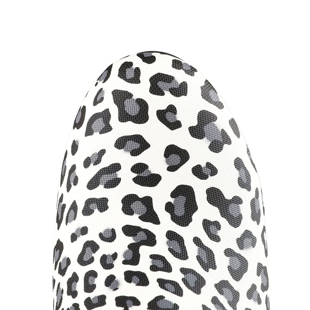 PU Print Platform High Heel Thigh High Boots