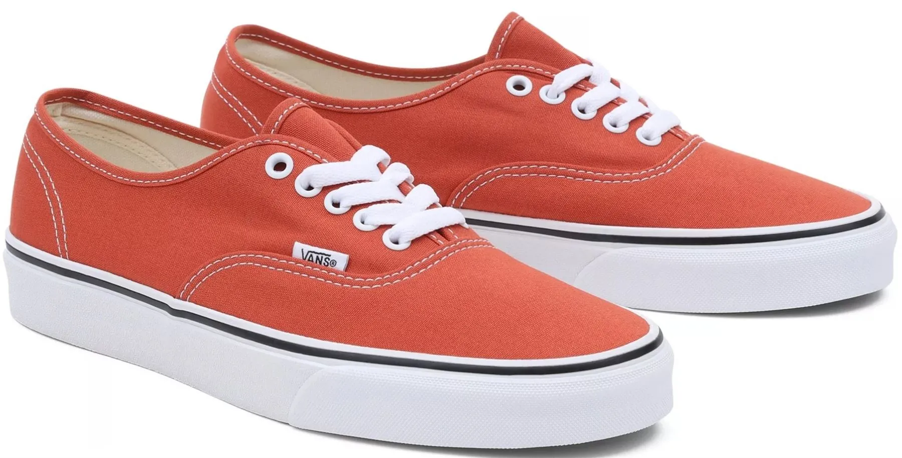 Vans UA Authentic Orange White Mens Canvas Skate Trainers